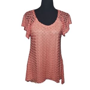 Brittany Black Coral Lace Blouse sz M/L